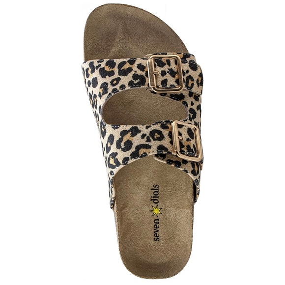 SEVEN DIALS Women's Beverlyn Sandal Slide- Leopard Print Double Buckle Platform - Picture 3 of 8